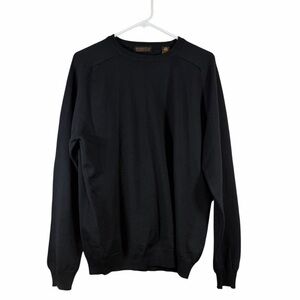 Metropolitan by Lord & Taylor Italian Merino Wool Black Lightweight Sweater Sz M